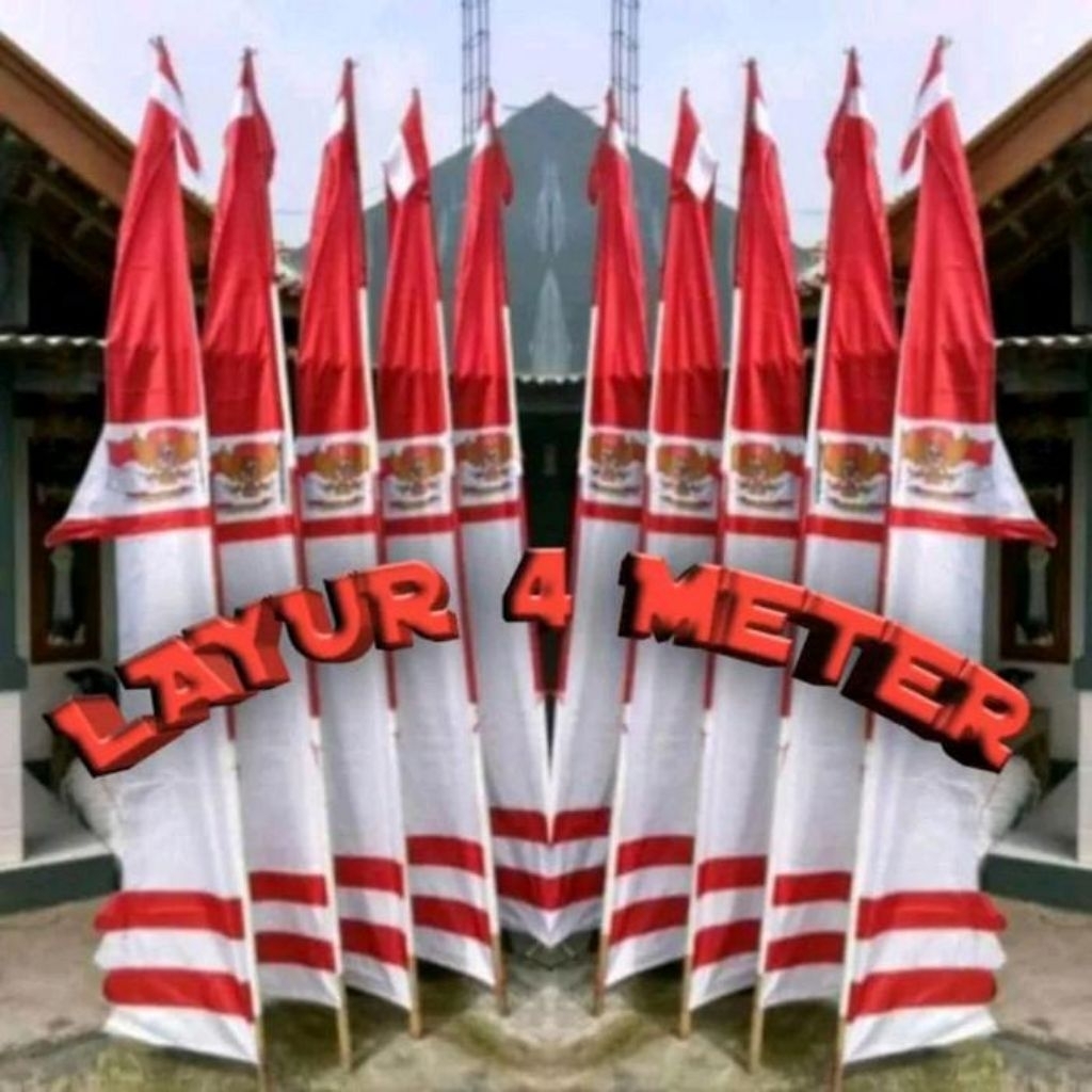 Bendera Merah Putih Umbul Umbul Layur JUMBO Sablon Garuda 4 Meter