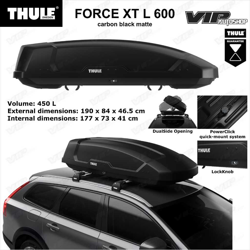 THULE FORCE XT L 600 Carbon Roof Box Original Bagasi Rak Atas