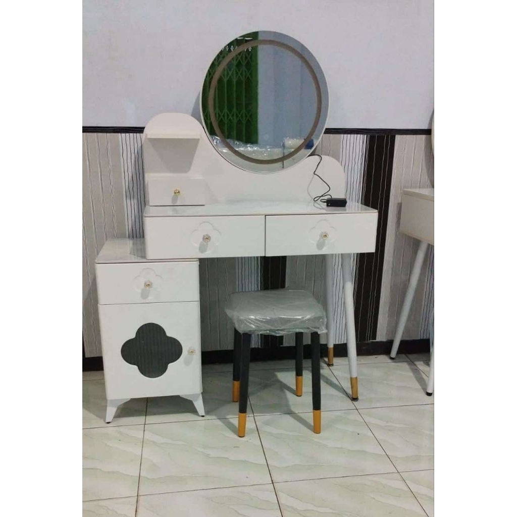 meja rias import kaca bulat