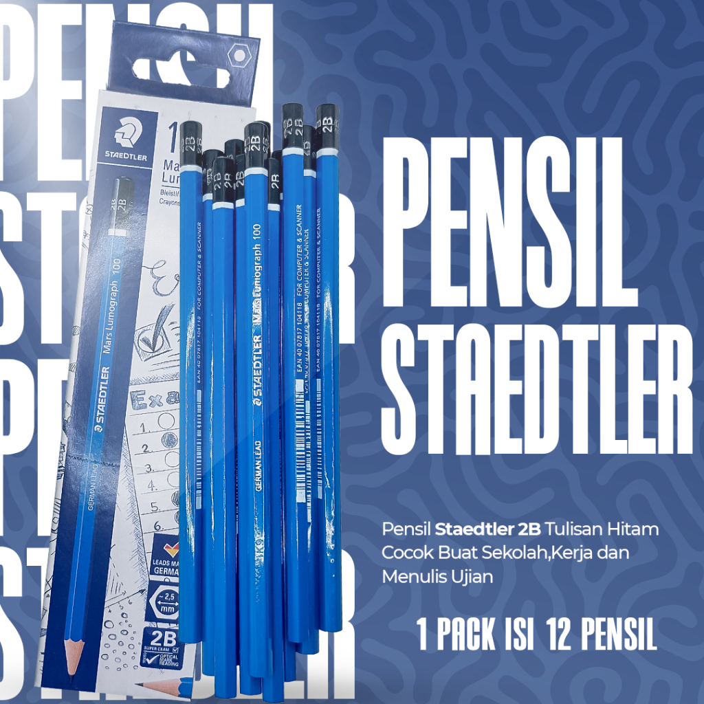 

Pensil Staedtler 2B Mars Lumograph Original - 1 Pack Isi 12 Pcs (Pensil Ujian Komputer)