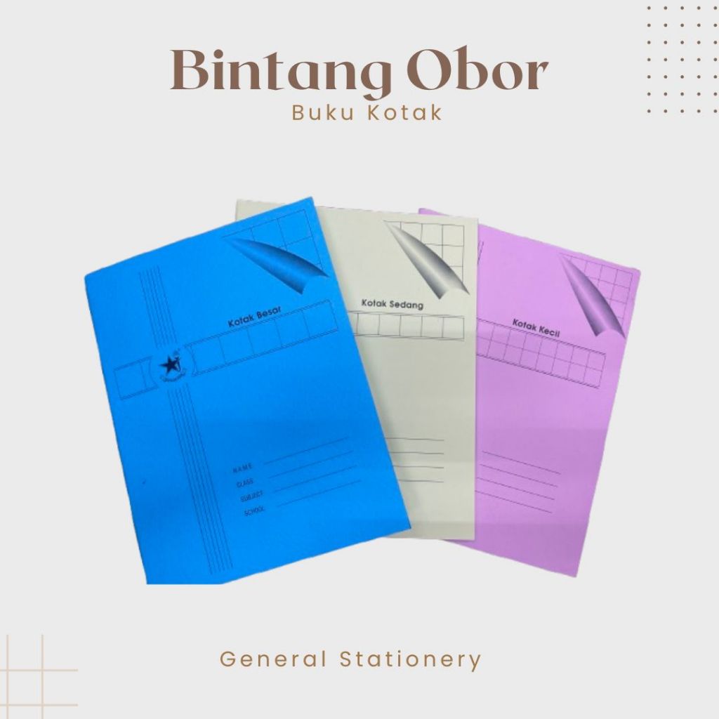 

Buku Tulis Kotak Bintang Obor Mandarin Besar , Sedang , Kecil / Buku Tulis Kotak Besar , Sedang , Kecil / 1 PCS ( 1 Buku )