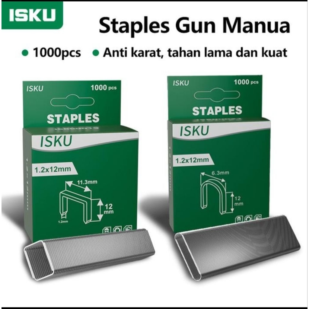 

ISI ULANG STAPLER GUN / STAPLER TEMBAK ISKU - 1.2 X 12MM ( 1000 PC )