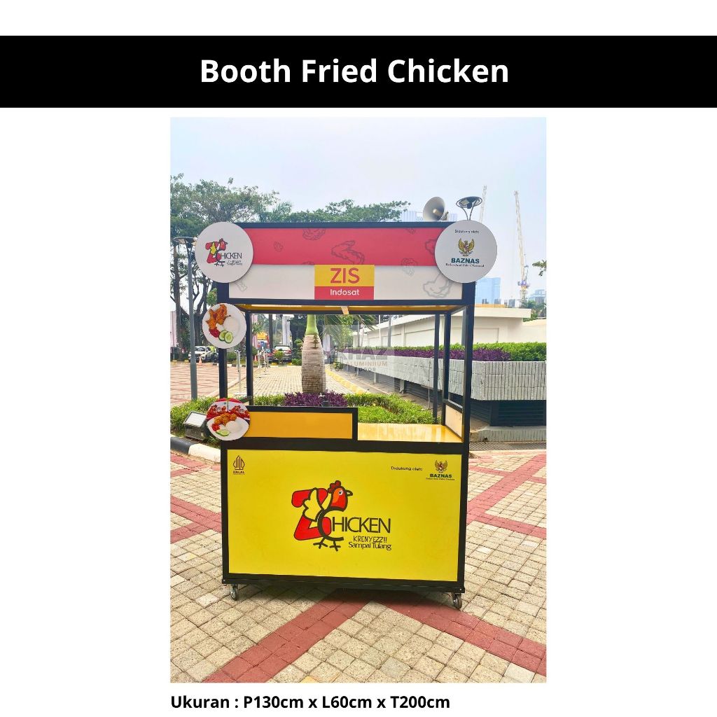 Booth Fried Chicken Minimalis Aluminium | Gerobak Ayam Goreng Kekinian