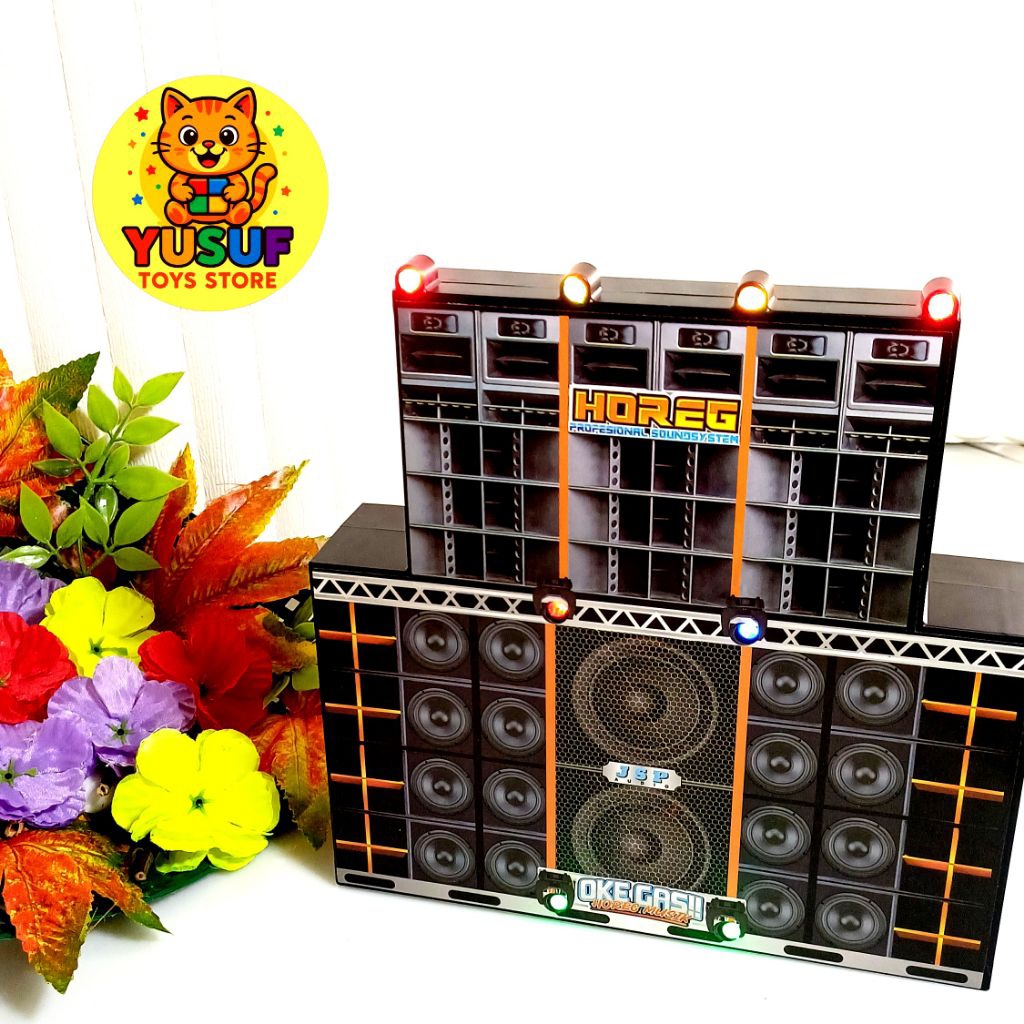 Miniatur Sound System Horeg Support Bluetooth Sound System Horeg Sound Mini Musik Lampu 0ke Gass Min