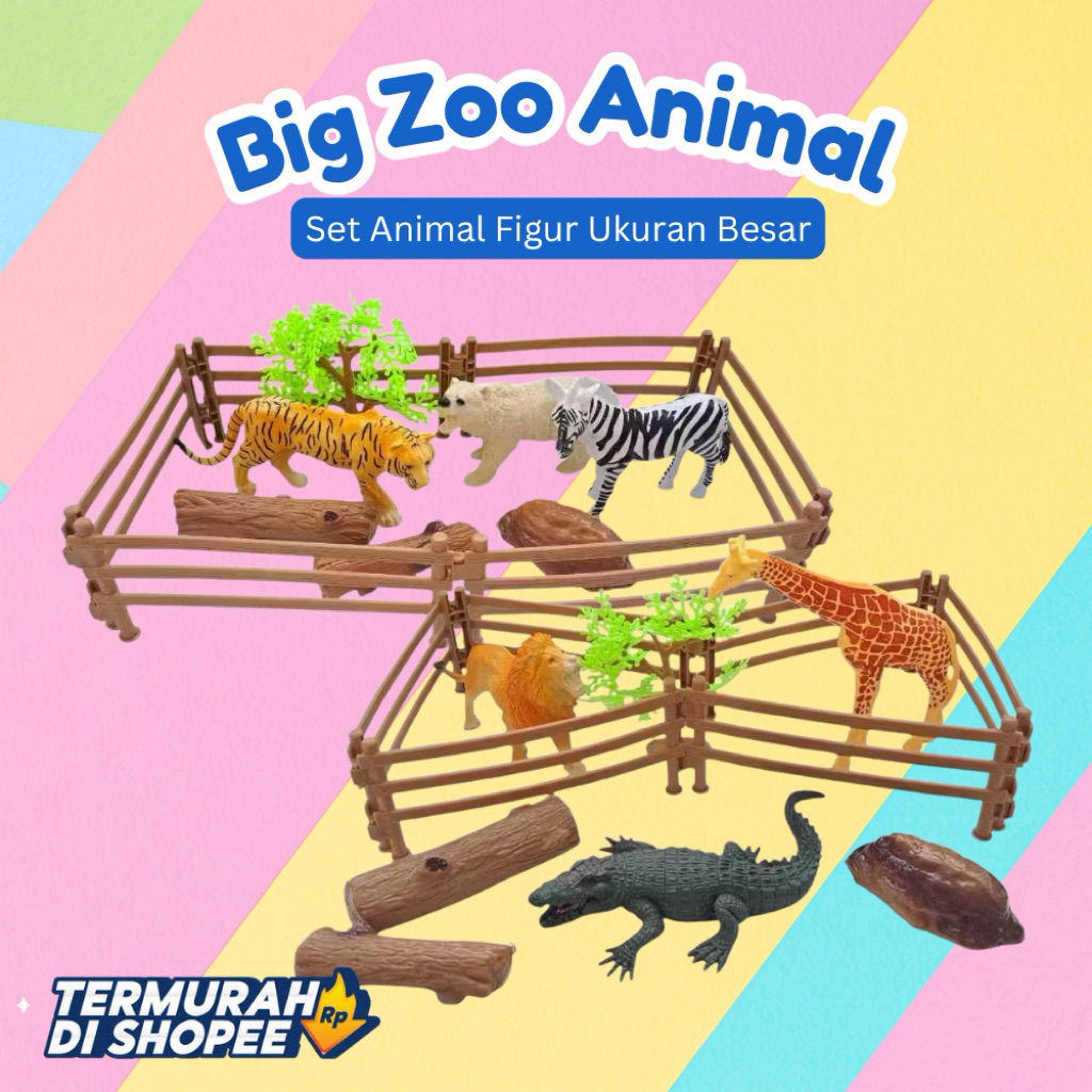EDUFUNTOYS Animal Figur besar - Zoo animal Set Mainan Edukasi Kebun Binatang
