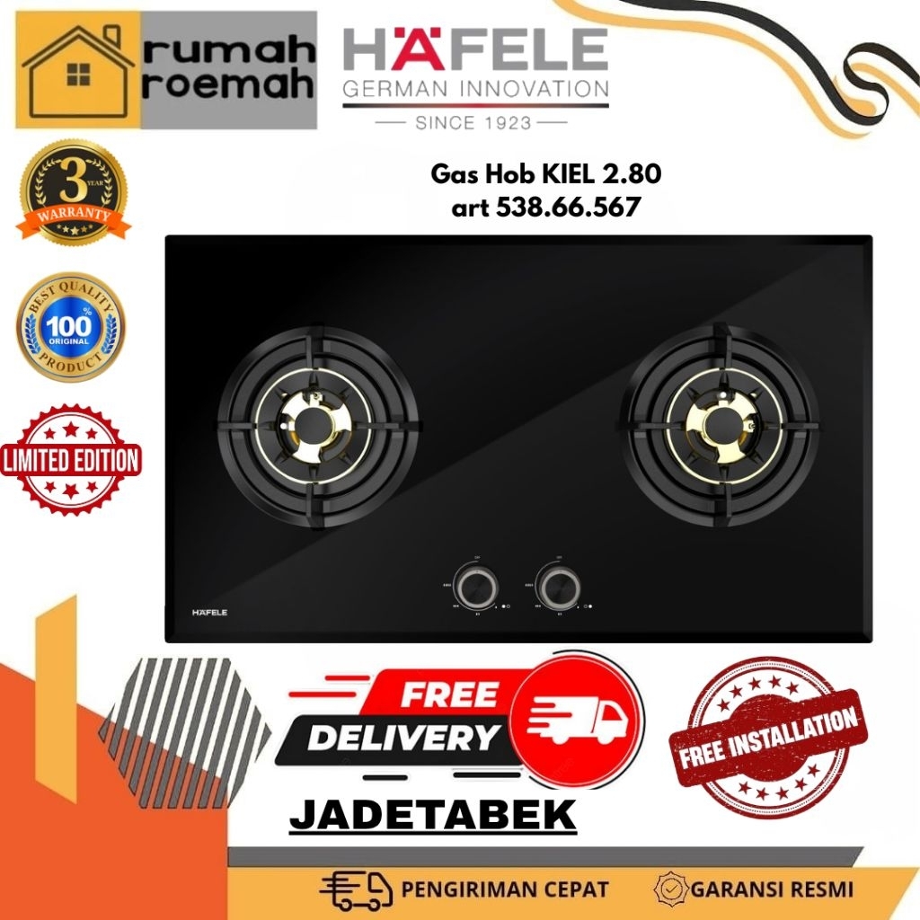 RumahRoemah Kompor Gas Tanam Hafele KIEL - 538.66.567