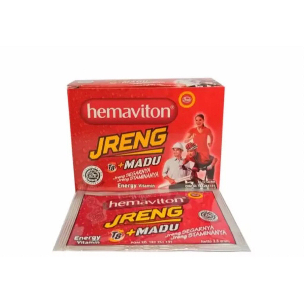 

Hemaviton Jreng T8 Plus Madu 1 Box 10 Sachet 4 gr Serbuk Minuman Energi