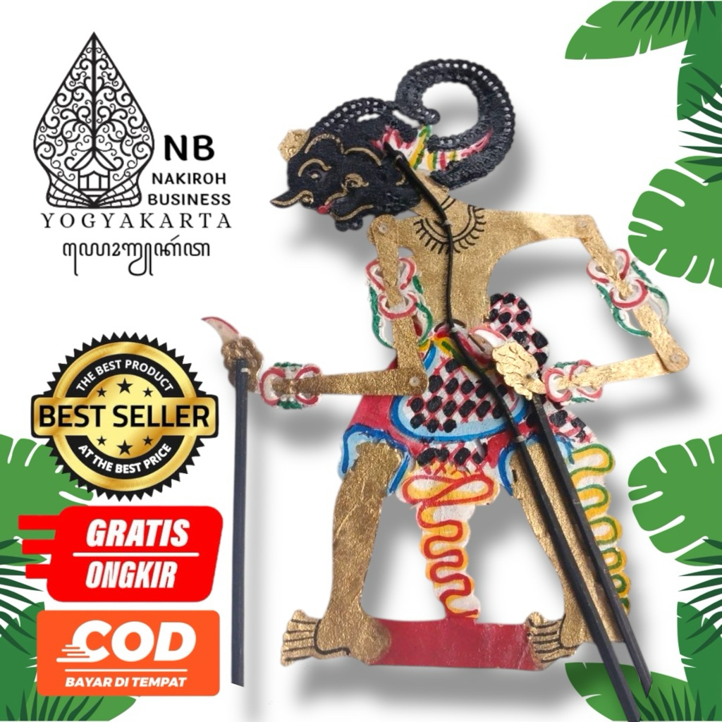 NAKIROHBUSINESS Wayang kulit sapi tebal Bima Bimo Werkudoro Kulit Asli - 45 cm Koleksi Anak