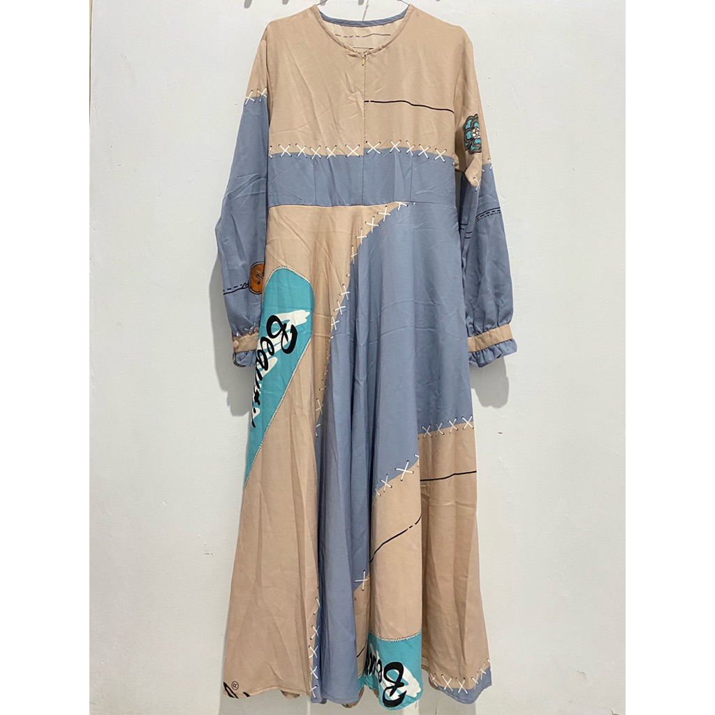 Preloved Gamis Remaja Motif Patchwork Casual