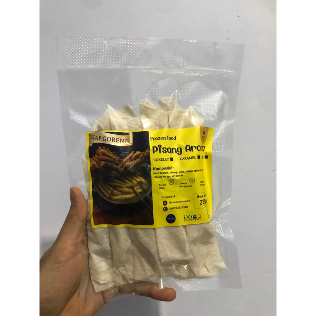 

Pisang Aroma Frozen Food Isi 12 Pcs ( Varian Rasa : Caramel, Cokelat, Dan keju )
