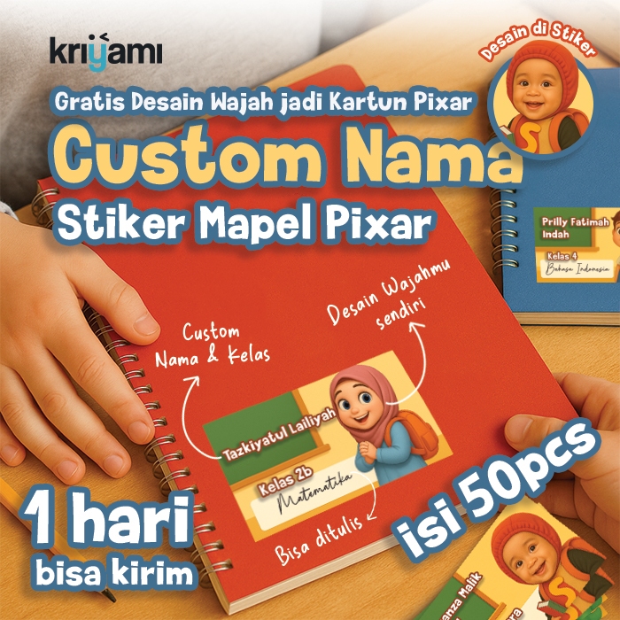 

KRIYAMI Isi 50pcs Sticker Mapel Pixar Custom | Label Buku Pelajaran Sekolah | Stiker mata pelajaran