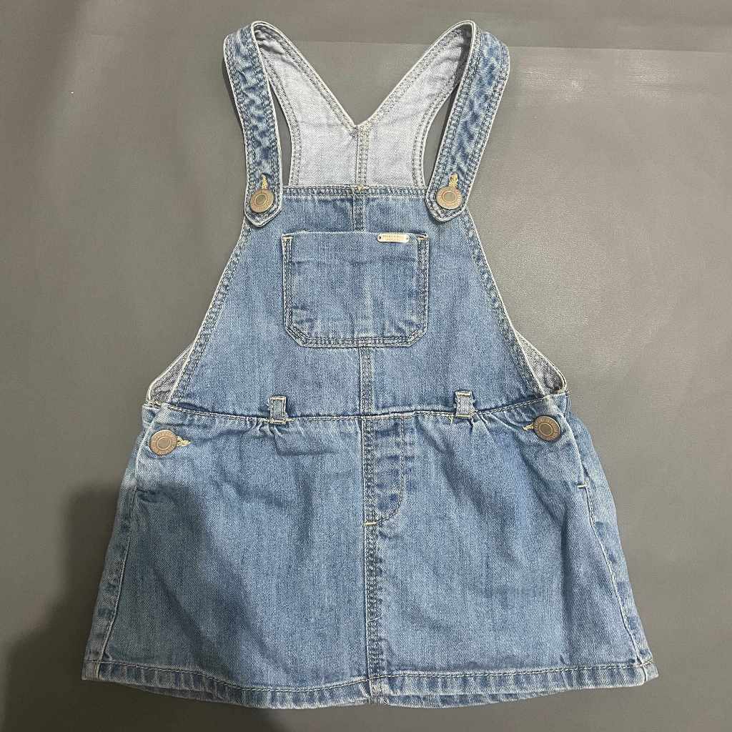 ANAK K331 (ZARA ORI, PRELOVED) JP Celana Overall Rok Jeans Pendek Dress Kancing Kantong Blue / Biru 