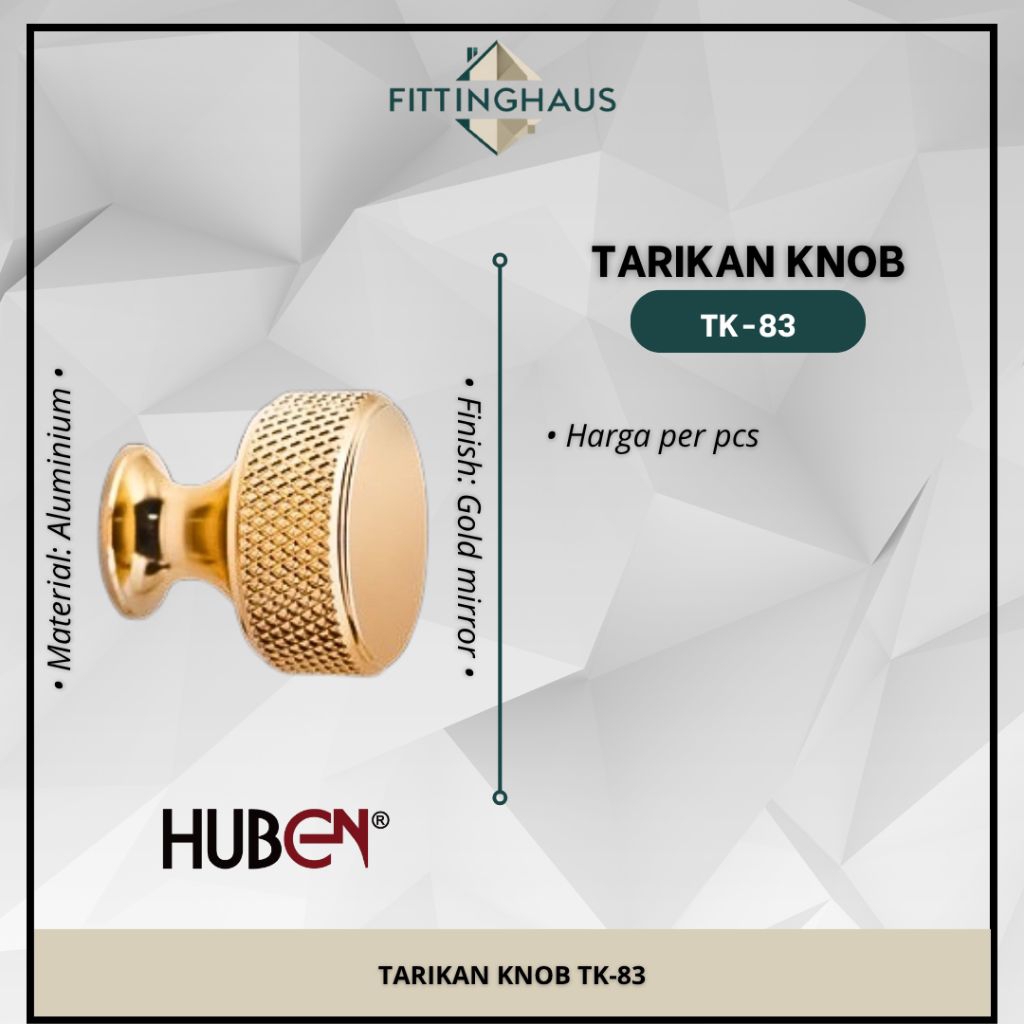 Tarikan Laci Huben TK-83 Gold Mirror/Handle Lemari Laci Tarikan Knob Minimalis