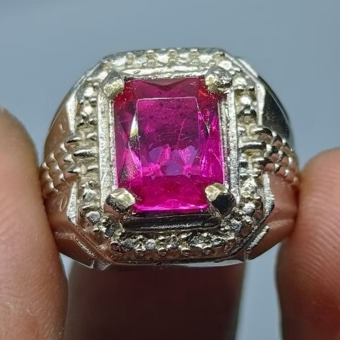 Cincin Batu Merah Siam Rose Bangkok , Cutting Kotak