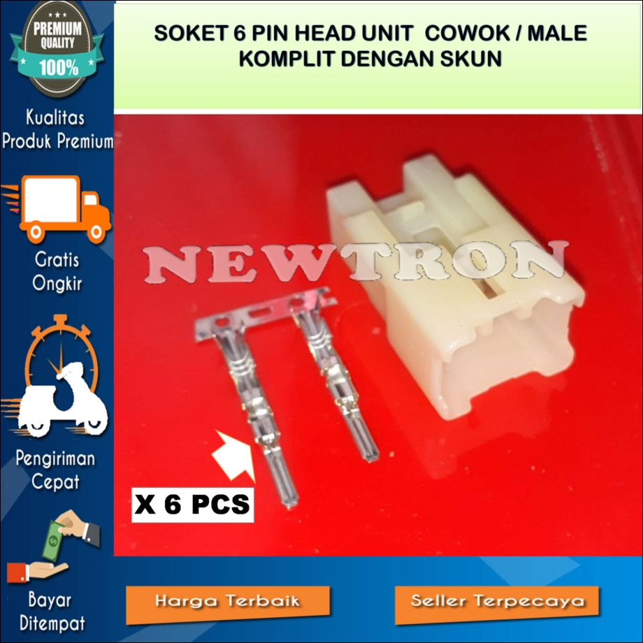 SOKET 6 PIN COWO MALE HEAD UNIT HU TAPE MOBIL  OEM TOYOTA AVANZA YARIS RUSH CALYA AGYA YARIS VIOS