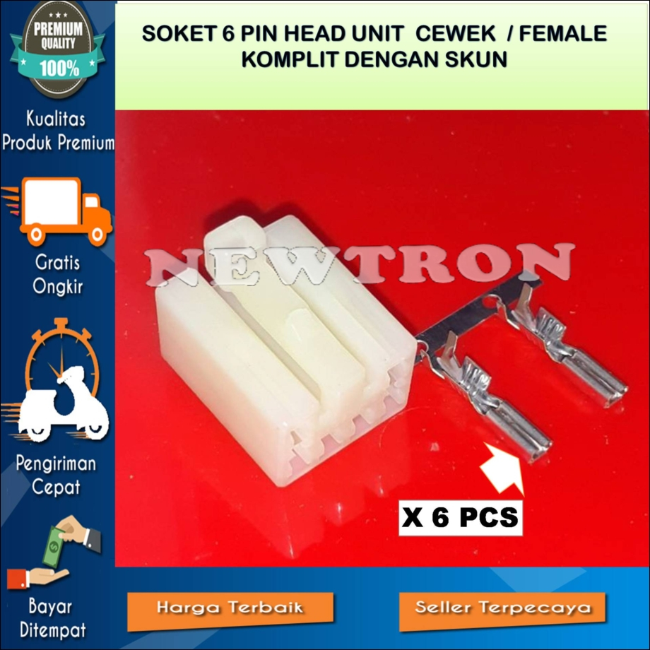 SOKET 6 PIN CEWE FEMALE HEAD UNIT HU TAPE MOBIL  OEM TOYOTA AVANZA  YARIS RUSH CALYA AGYA YARIS VIOS