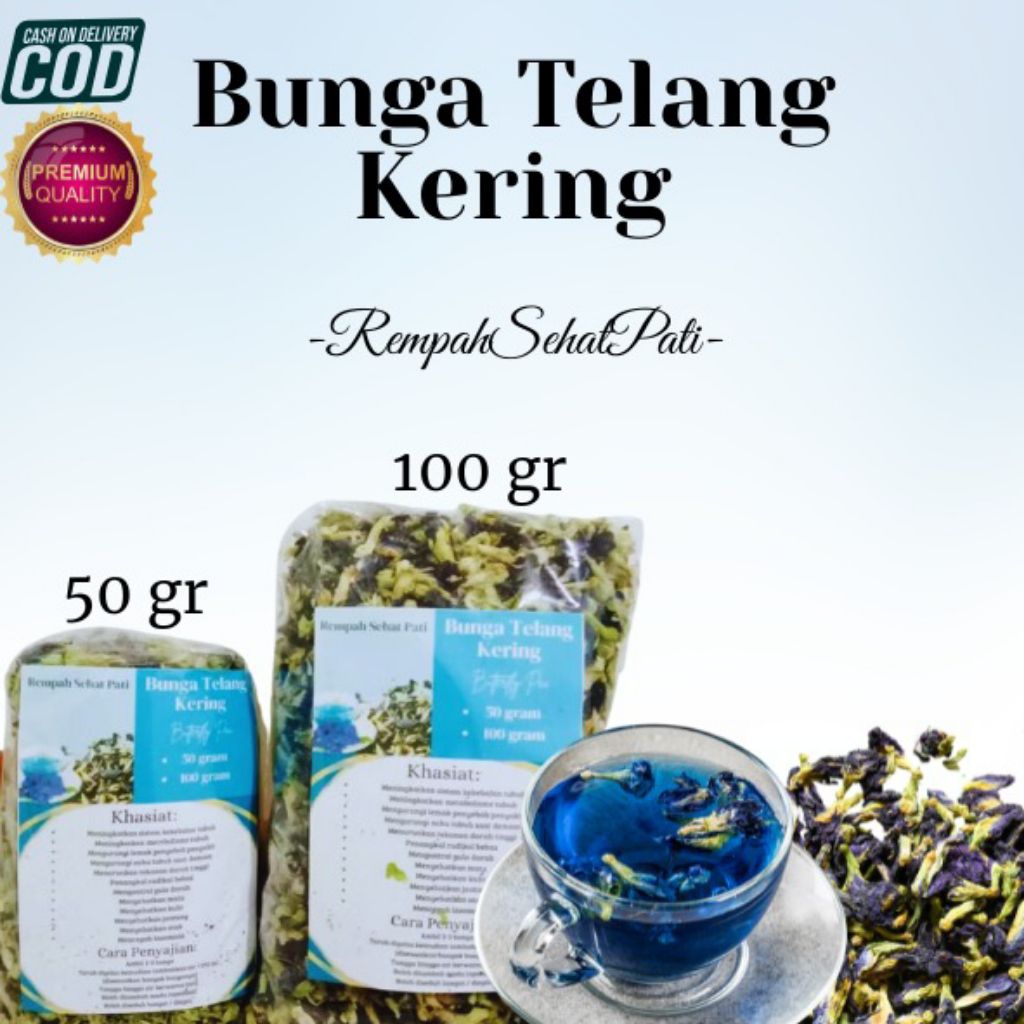 

BUNGA TELANG KERING 50 GRAM 100 GRAM // BUTTERFLY PEA