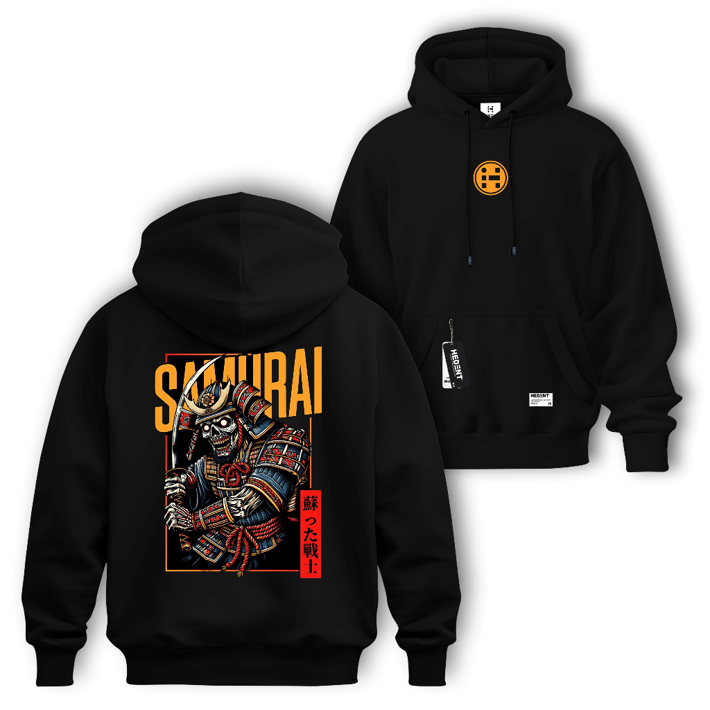 Hedent inv. Hoodie Pria Streetwear Motif Samurai Japanes Keren Premium Distro Branded Sweater Jumper
