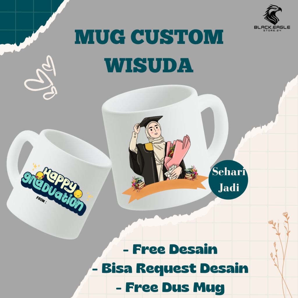 Mug Wisuda / Kado Wisuda / Mug Seminar / Mug Ujian Skripsi / Gelas Mug Wisuda / Gelas Wisuda