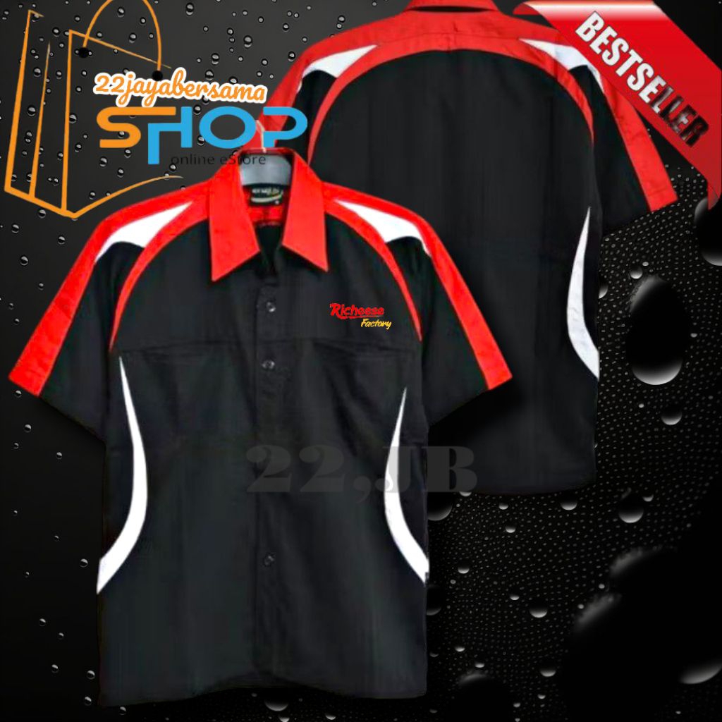 Kemeja Richeese factory • Baju Kemeja Richeese factory • Seragam Ricis factory lengan pendek