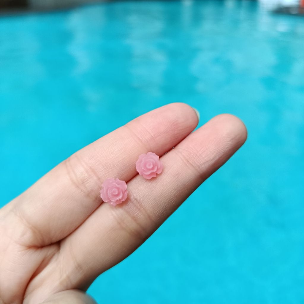 Anting Tusuk Plastik Bunga Mawar Rose