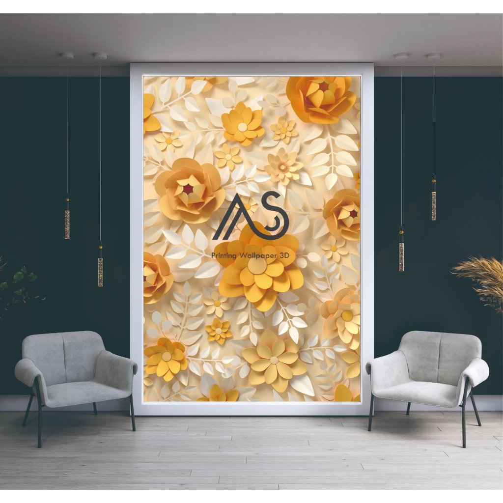 wallpaper bunga 3d, wallpaper mewah elegan, wallpaper emas putih stiker dinding premium BANTING HARG