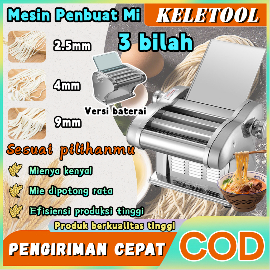 Mie Listrik Elektrik Otomatis 1/2/3 bilah Gilingan Mie Pasta Lebar mie 1.5-9mm Mesin mie Penggiling 
