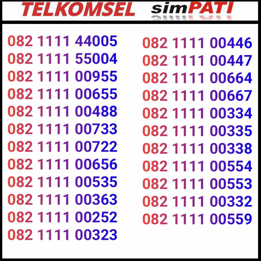 simpati 4G LTE 1111 nomor cantik simpati rapi
