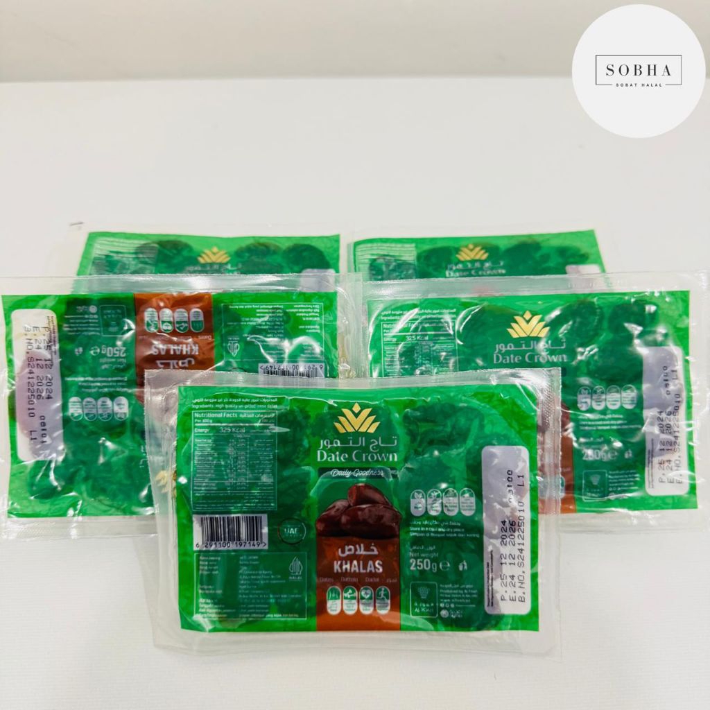 

Date Crown - Kurma Khalas 250GR Kemasan Vacum Oleh-oleh Haji&Umroh