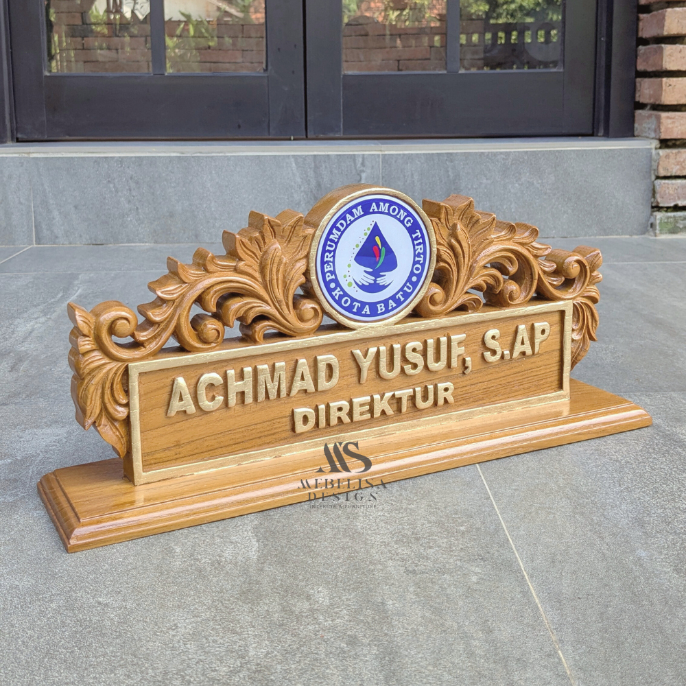 

Papan Nama Meja Direktur Kayu Jati Ukiran