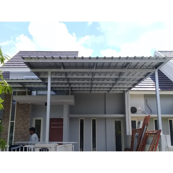 Kanopi Atap Spandek Rangka Besi Hollow