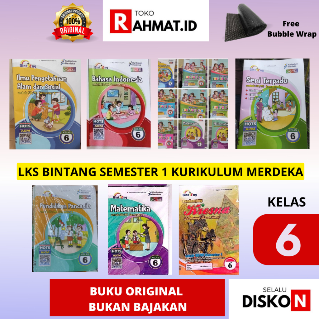 LKS BINTANG KELAS 6 SEMESTER 1 MATEMATIKA BAHASA INDONESIA PENDIDIKAN PANCASILA ILMU PENGETAHUAN ALA