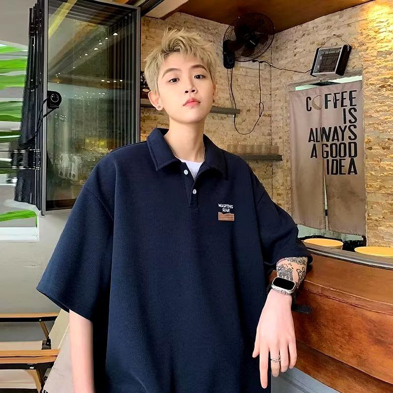 WAPITING Kaos Polo Oversize Rugby Polo Shirt / Oversize Rugby Lengan Pendek