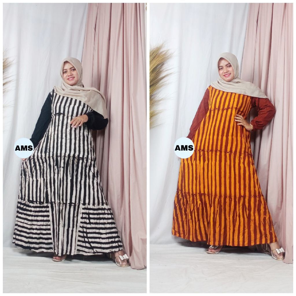 Gamis Batik Jumbo Ld 120cm Adem Tebal Flowly Kualitas Premium Dress Wanita Muslim Lengan Panjang Ant