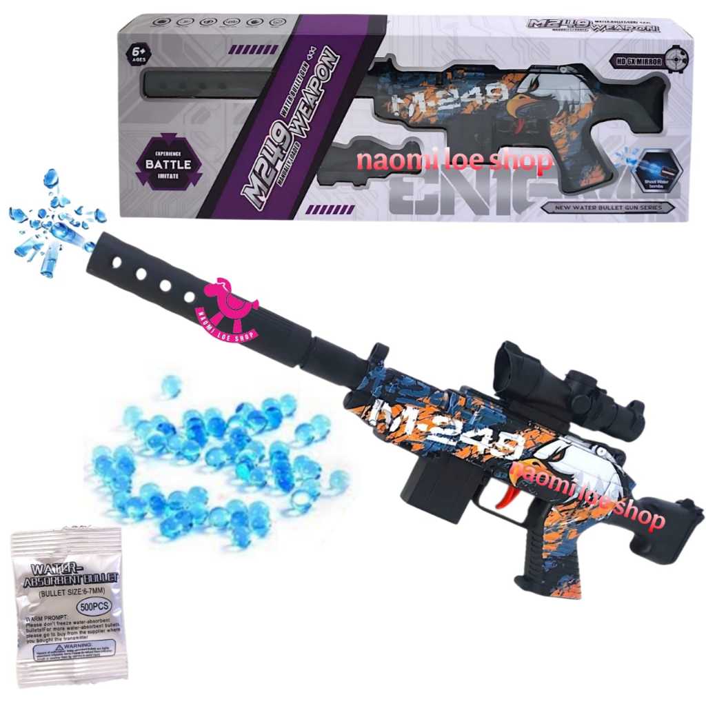 jelly blaster M249 WEAPON WATER BULLET GUN toy air mainan pistol electric water gel blaster gun graf
