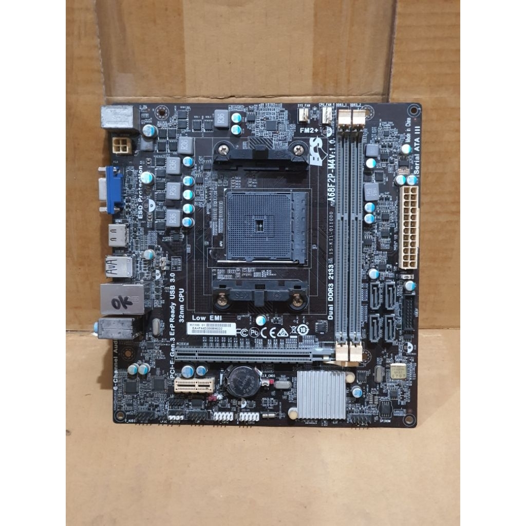 mobo amd fm2+ ECS A68F2P-M4, normal, tanpa backpanel