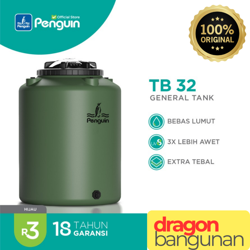Tangki Air Penguin TB 32 Hijau Kapasitas 300 Liter - Toren Air Penguin 300 L