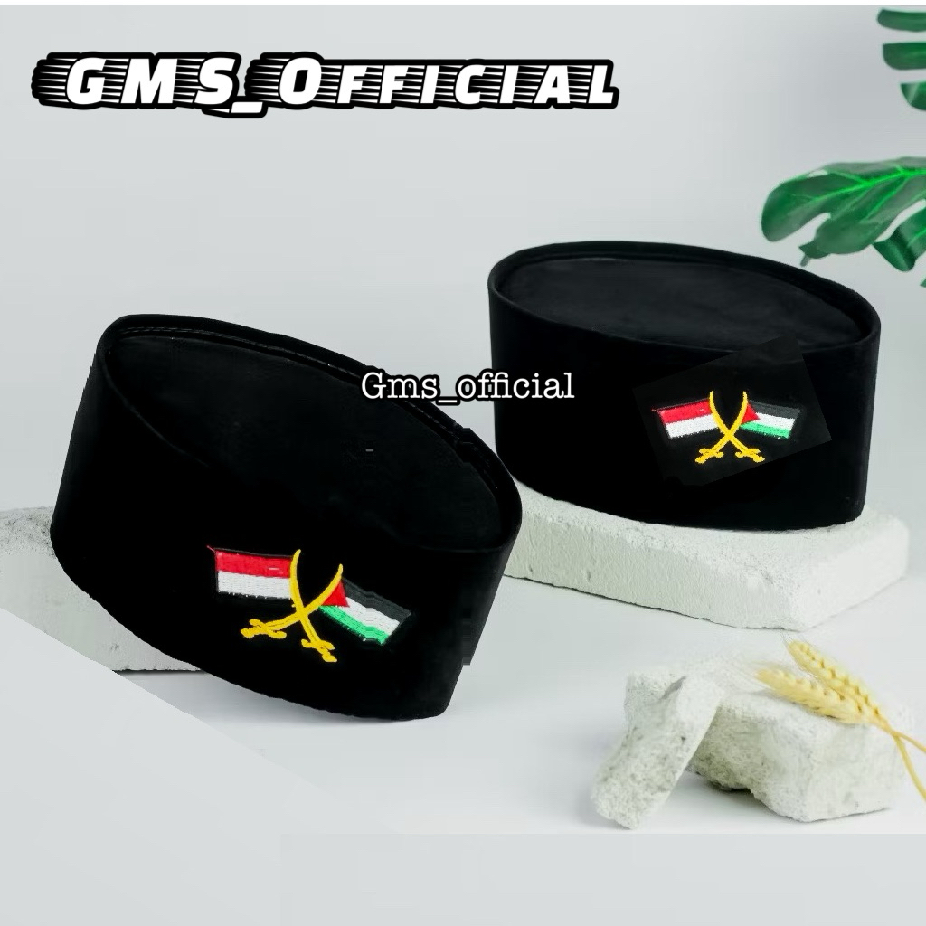 PECI ANAK DAN DEWASA LOGO PALESTINA PECI HITAM LOGO PALESTINA
