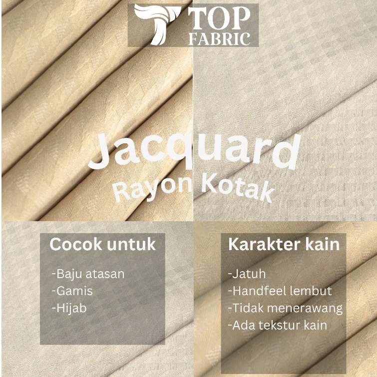 Kain Jacquard Rayon Kotak Premium Motif baju koko rok 0.5 meter