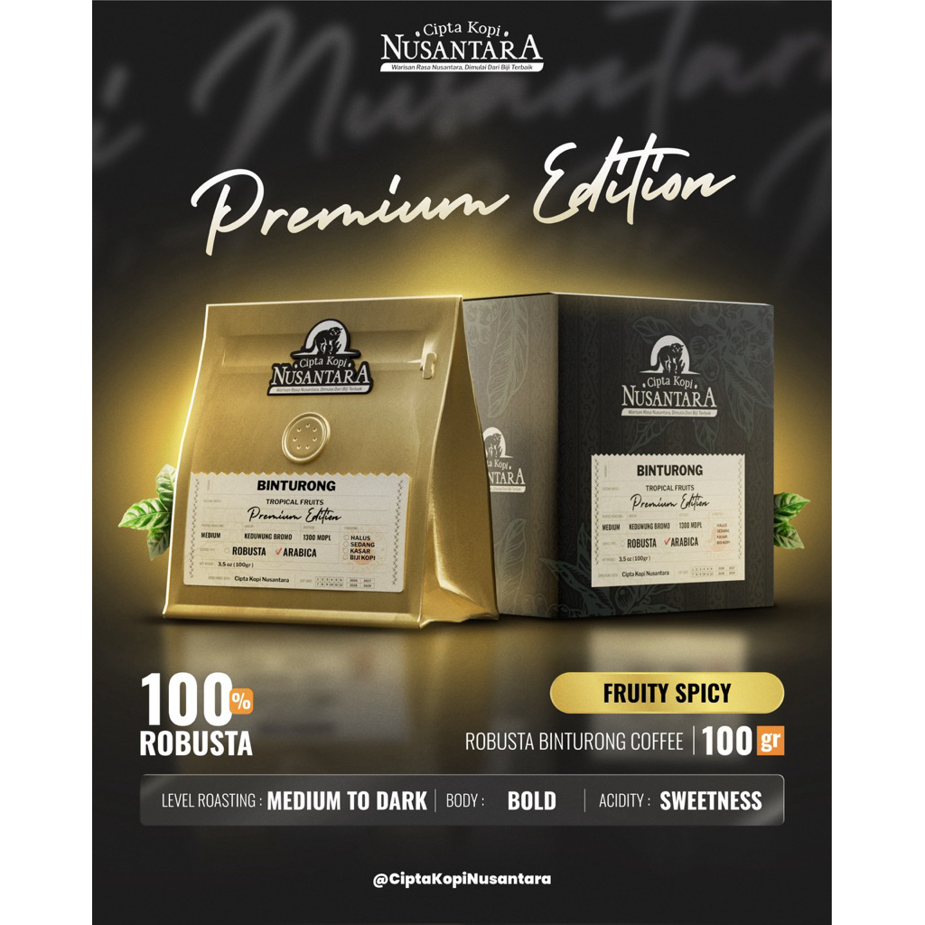 

Kopi Robusta Binturong 100gram (Limited) | Premium Coffee