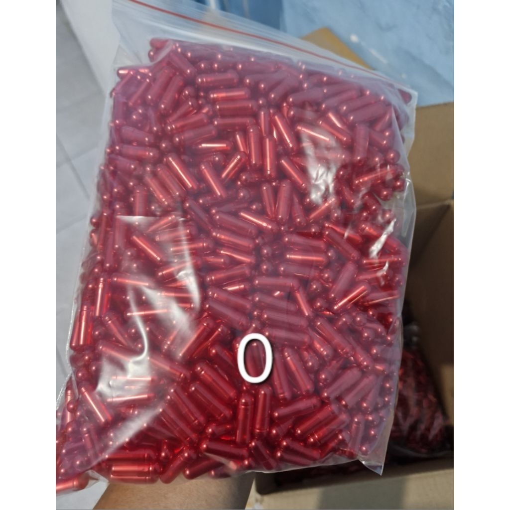 kapsul kosong ukuran 0 / cangkang kapsul No 0 merah metalik ACG