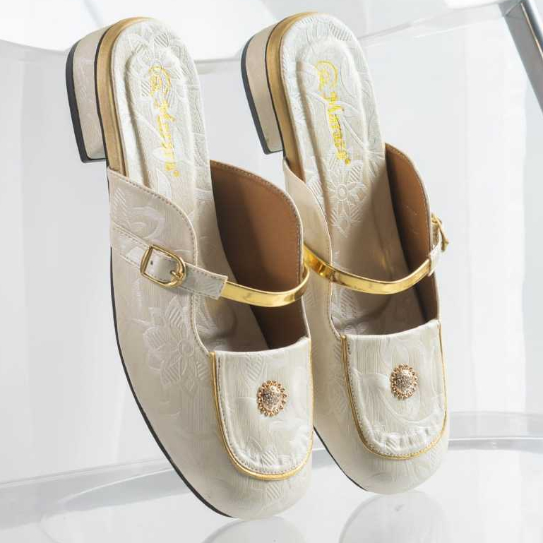 Marara - Sandal Wanita Selop Bapau Sandrina Sandal Selop Pesta Hak 3cm Sandal Slip On Mules Wanita