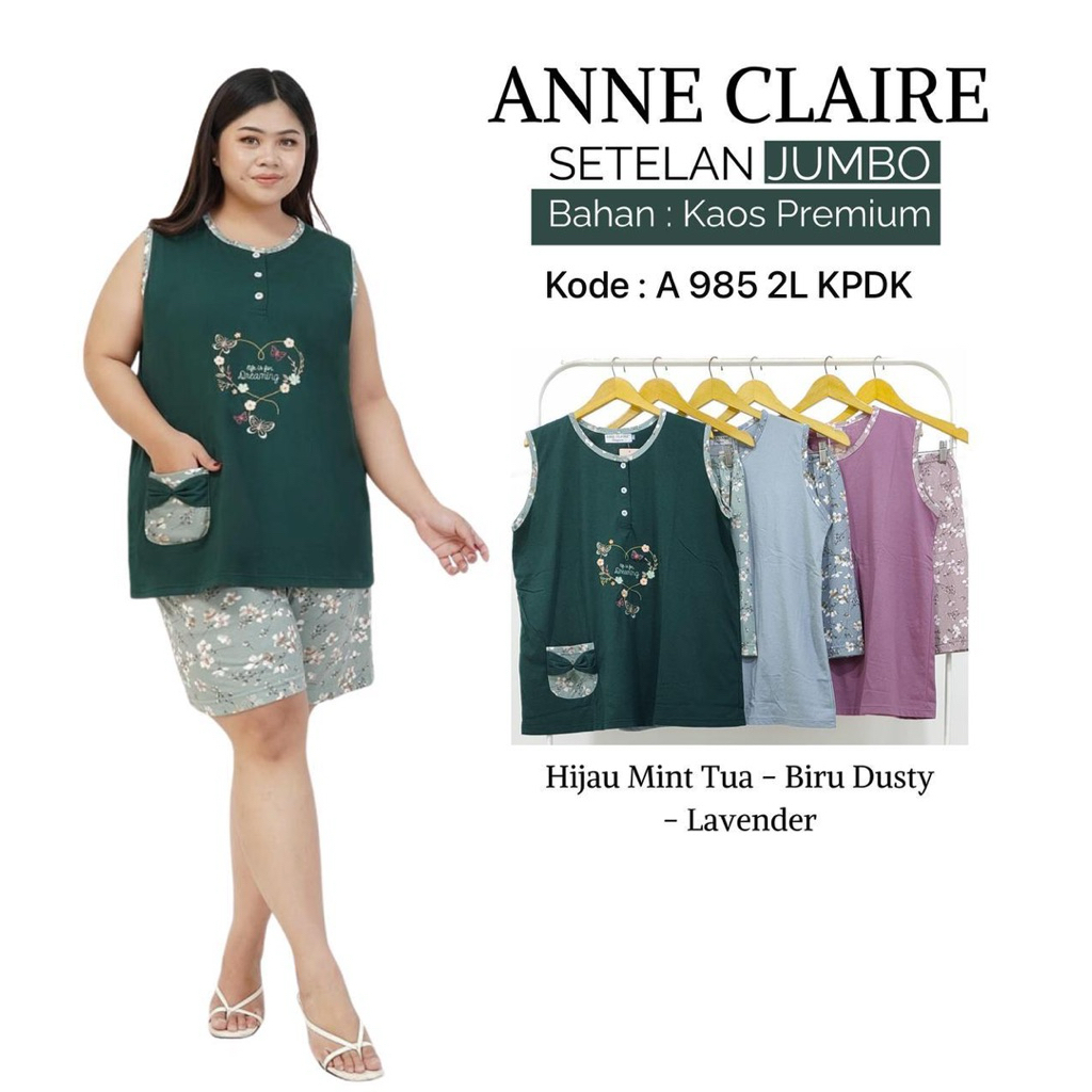 Baju Tidur Wanita | Baju Tidur Jumbo 2L | Setelan Wanita Kekinian | Babydoll Wanita | ANNE CLAIRE | 