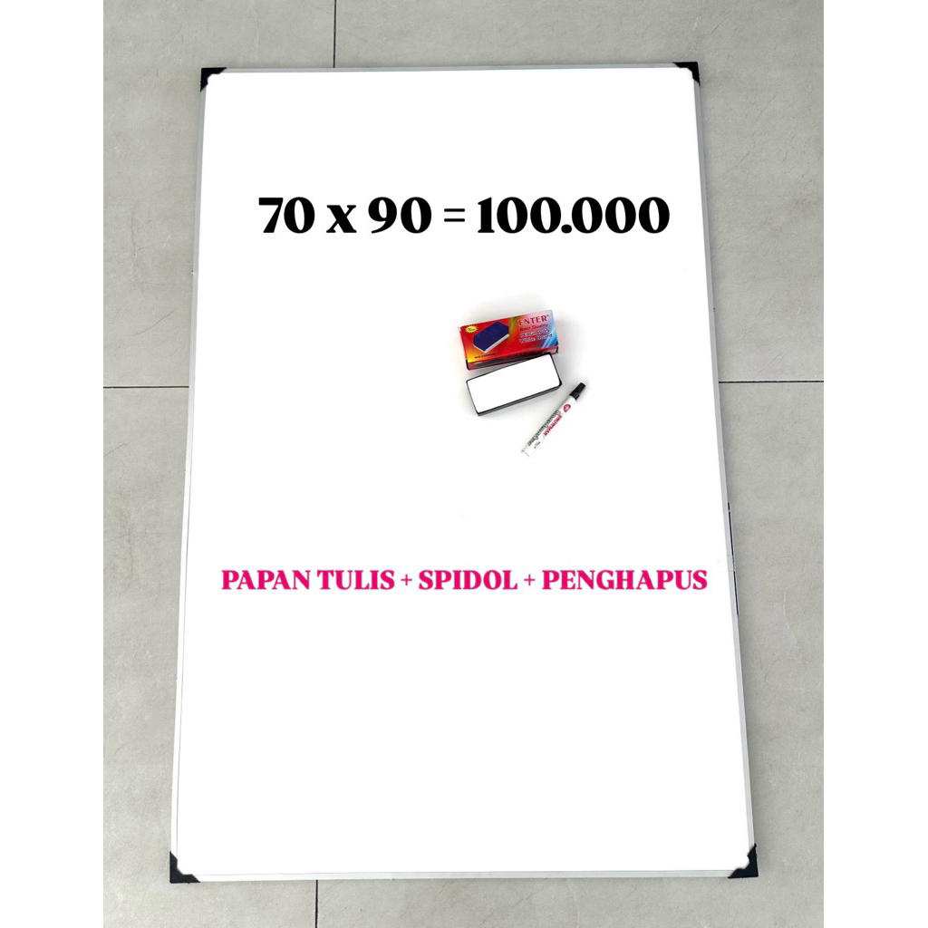 

Papan Tulis Ukuran 70 x 90 Lengkap Spidol dengan Penghapus Papan Tulis