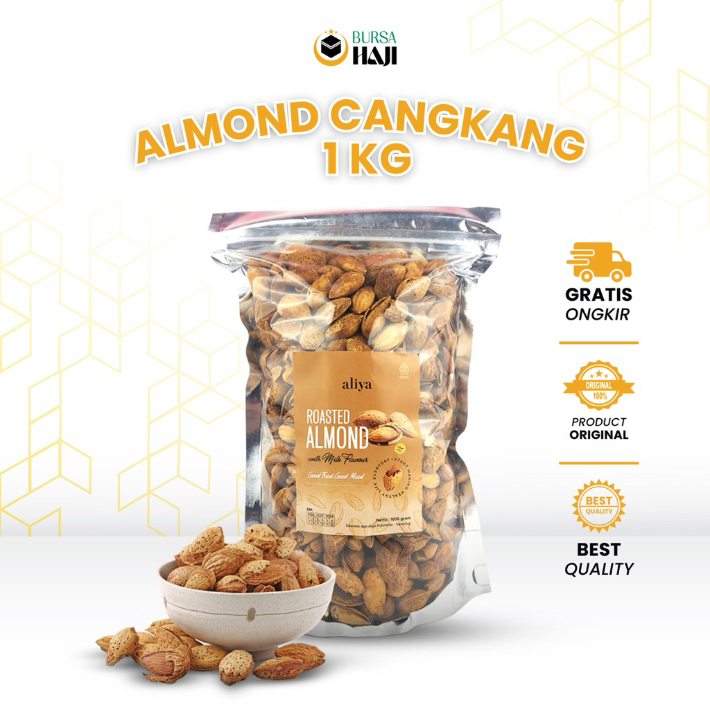 

Almond Cangkang 1kg Panggang Rasa Susu Kemasan Pouch Aliya