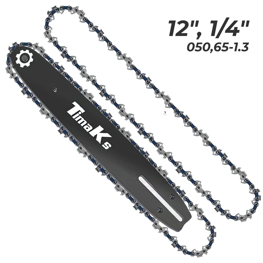 Chainsaw Guide Bar Rantai Ukuran 6/8/12 Inch Set Bar Rantai Chainsaw bahan Baja - 6764