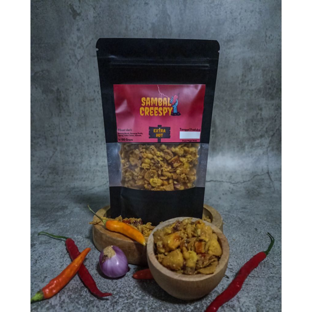 

Sambal Krispi/Crispy Extra Hot 100Gram By Sambal Creespy / Sambal Kering / Bawang Goreng Crispy Ekstra Pedas