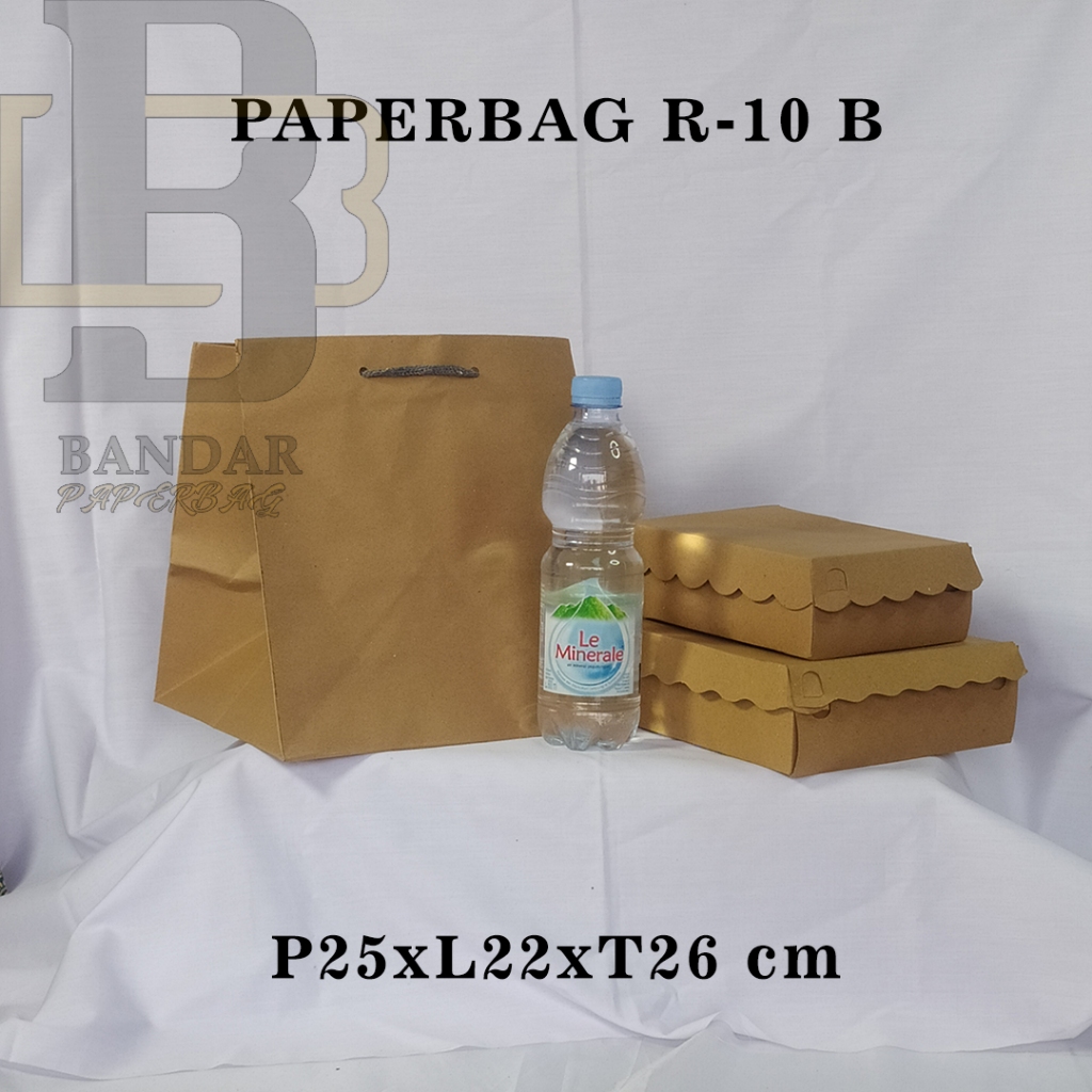 

PAPERBAG UKURAN R-10 B P25 X L22 X T26 CM UNTUK WADAH KOTAK MAKANAN TEH BOTOL DLL