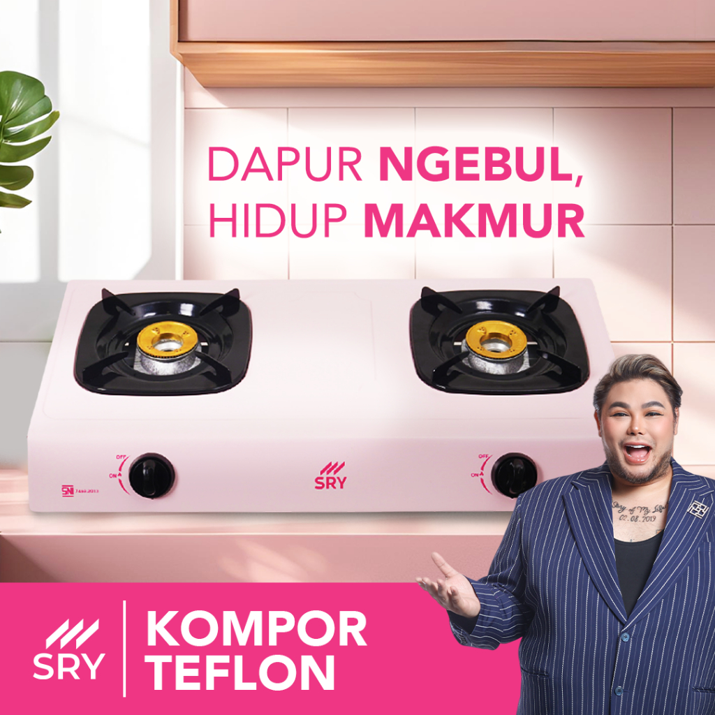 SRY Kompor Gas 2 Tungku Teflon Anti Karat Kompor Pastel 2 Tungku Hemat Gas 50% Awet SNI