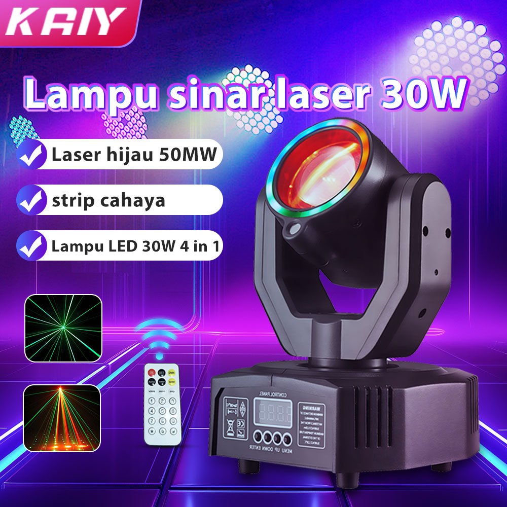 【READY】KAIY Mini 30W Moving Head Beam Light LED Laser Lampu Dengan strip lampu warna-warni DJ Sound 